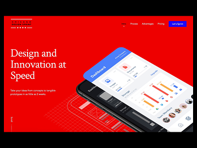 Chicago Design Sprint Website Design animation design design sprint header animation hero image red serif sprint website website design
