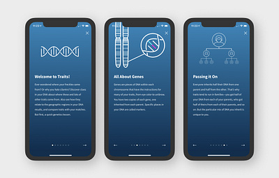 AncestryDNA Traits - Onboarding app design illustration motion onboarding ux