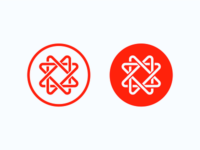 Physics-y logo accelerator cern logo logo design minimalist modern modernist nuclear particle physics red science simple symbol