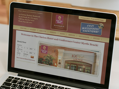 The Clarion Hotel Myrtle Beach Website - 2007 cms css dreamweaver freelance html5 illustrator photoshop php wordpress