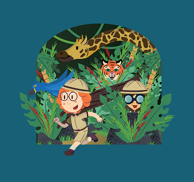 It's a Jungle Out There! child childrens book childrens illustration giraffe illustraion illustrator jungle parrot texture tiger wild zoo