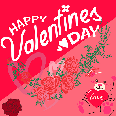 Valentine's Day design graphic design love roses social media typography valentine day