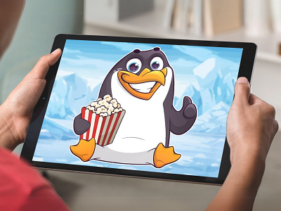 Custom Penguin Character Design animal character animal logo beehaya cartoon cartoon character cartoon popcorn character custom character design graphic design illustration logo design penguin character penguin logo penguin mascot vector youtube logo youtube profile