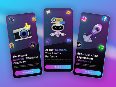 AI Photo Caption Generator APP UI 3d animation app branding design graphic design illustration landing page ui logo mobile app ui saas ui ui ui design uxui vector webdesign