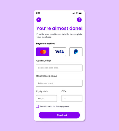 Challenge #002 #DailyUI app app design challenge 001 creditcard checkout daily ui challenge dailyui design designing ui ui design uiux