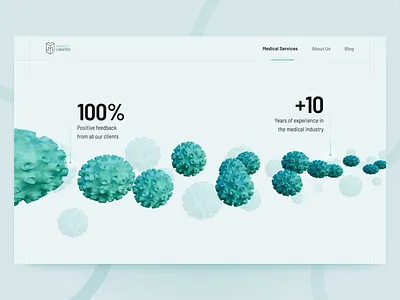 Medica Logistics "In Numbers" 3d about blue company count covid healthcare landing medical mint model modern numbers scroll virus website