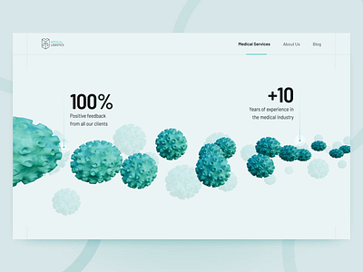 Medica Logistics "In Numbers" 3d about blue company count covid healthcare landing medical mint model modern numbers scroll virus website