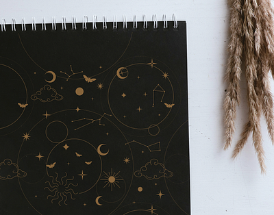 Esoteric Night | seamless surface pattern alchemy astrology celestial dark design design digital painting esoteric illustration minimalist minimalistic pattern design procreate scandinavian seamless pattern surface pattern textile pattern wallpaper pattern witch witchy zodiac