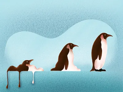 Climate change digital art illustration meltdown penguin procreate sketch