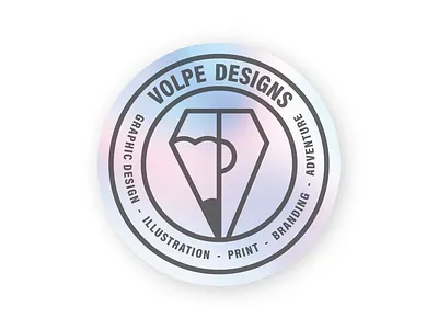 Volpe Designs Holographic 90s branding designs graphicdesigner hologram logo logotype sticker stickermule volpe
