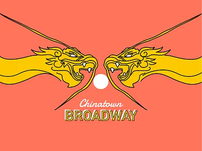 Twin Dragons art asian chinatown chinese design dragon illustration illustrator instagram pink procreate typography yellow