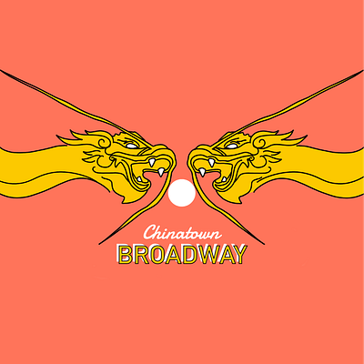 Twin Dragons art asian chinatown chinese design dragon illustration illustrator instagram pink procreate typography yellow