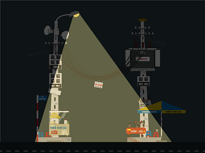 Street in night drawing illustration illustrator logonew ui vietnam