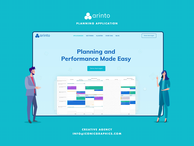 Arinto Website Presentation blockchain calendar app construction consulting creative dashboard illustration labtop planning saas app saas landing page schedule team technology ui