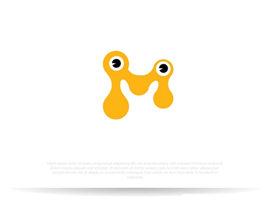 Playful logo design animal design eyes funny logo m monogram yellow