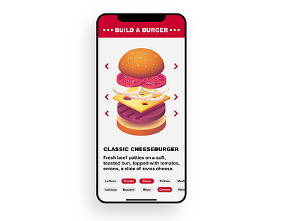 Burger Customization Screen 3d adobe illustrator app burger customization design fastfood gradient interactive iphonex project test ui user interaction ux vector