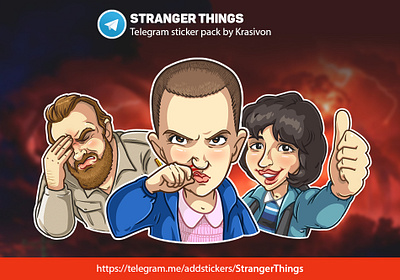 Telegram sticker pack with the characters of "Stranger Things" s caricature netflix sticker stickers stranger things