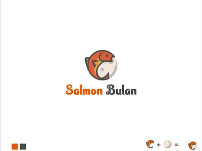 SALMON BULAN branding design flat icon logo minimal vector