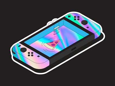 Holo Switch floatie holographic isometric nintendo pizza pool sticker switch