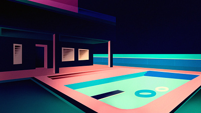 Night pool building flatdesign graphicdesigner illustration illustration design illustration digital illustrations illustrator ocean pool procreate villa