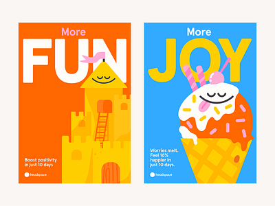 Headspace Summer campaign character character design design fun headspace icecream illustration joy karenyoojin meditation minimal sandcastle summer