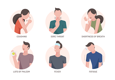 Illustration art - Coronavirus (COVID-19) Symptoms adobe illustrator coronavirus cough covid 19 fluid illustration illustrator sick symptoms virus 新冠肺炎