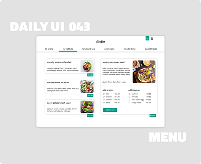 043_Menu daily100challenge dailyui dailyuichallenge day43 desktop ui flat food and drink food menu food truck menu design minimalist nav bar design price tag restaurant menu restaurant website website design