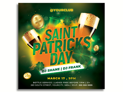 St Patricks Day Flyer Template club flyer event flyer template gold green invitation irish lucky party party flyer print psd psd template saint paddys saint patricks shamrock st patrick