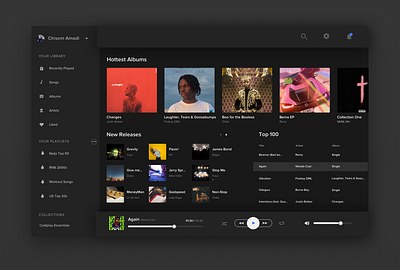 Music player (desktop version) dailyui dark dark mode design ui uidesign uidesigner uiux ux uxdesign