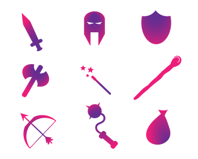 Fantasy Role Playing Icons arrow bow helmet icon icons inventory knight mace shield staff sword wand