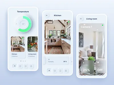 Smart home app app camera app clean clean ui concept dailyui design device iphone layout neomorphism popular skeuomorphic smarthome ui ux