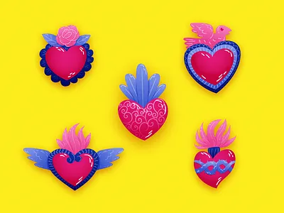 Sacred heart collection concept art color colorful divine download emblem flat heart illustration mexico religion sacred vector