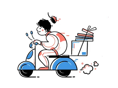 Express delivery art batterycart boy car character deiver design food illustration man motorbike people scooter takeout