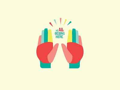 We All Belong Here 🙌 design diversity emoji equity flat hands icon illustration inclusion logotype merch praise hands print design togetherness typography