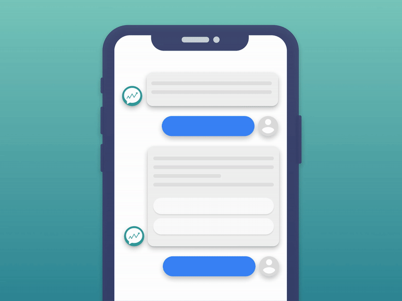 Facebook messenger bot key benefits animation app design flat illustration ui vector web