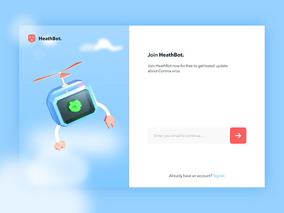 Daily UI #1 - Sign Up form for Corona Virus portal 3d blender blender3d blue bot corona design heath illustration login register sign up ui ux virus web