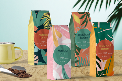 Tropical Bean brand design brand identity branding coffee graphic design label packaging print design product design