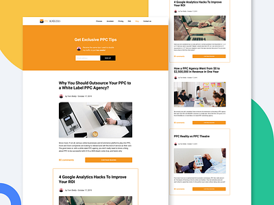 PPC Rockers — Blog Page 🖱️ 2020 blog branding colorful figma flat google analytics graphic design inspiration landing page layout minimal pay per click startup trend ui unsplash ux web design website