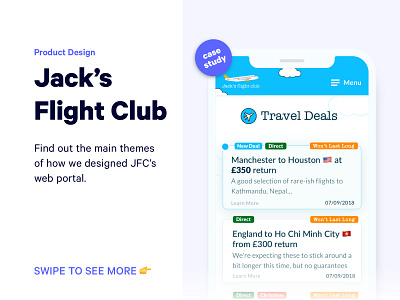 Case Study Themes | JFC Web App Portal app cards ui clean deals flight app interface mobile mobile app product design react travel ui ux web app