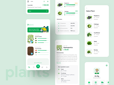 PLANTS IOT APP chart dashboard green growing interface palm tree product design ui design uiux