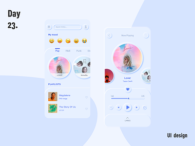 music app（Neumorphism UI） 100days app design muisc ui design 临摹 新拟态