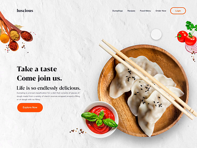 Luscious 2020trend animation app delicious food design dumplings effects flat food interaction minimal parallax parallax scrolling parallax website restaurant ui ux web website xddailychallenge