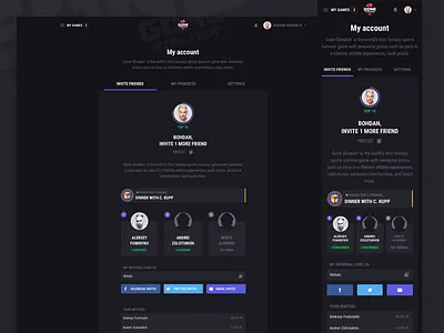 Gone Streakin: Profile account bet bet games betting dark fantasy sports gambling design invite profile progress sport book user web