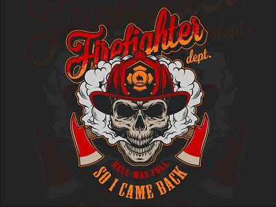 Skull Firefighter Design adobe illustrator design firefighter graphic design illustration ios lettering old school skull skull design skull logo skulls tshirtdesign vector vector illustration vector illustrator design vintage