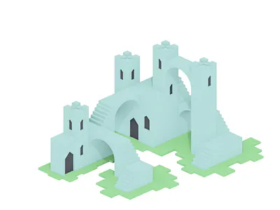 Isometric Castle 3d 3d art 3d artist castle design landscape low poly low poly