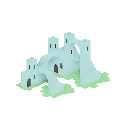 Isometric Castle 3d 3d art 3d artist castle design landscape low poly low poly