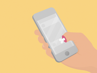 Scroll To The Bone addict addiction app apple blood bone facebook hand illustration instagram iphone media phone remote screen scroll social social media vector yellow