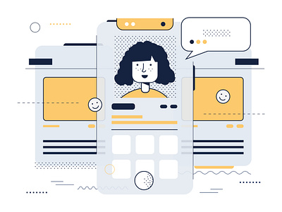 Profile Account Woman - Vector Illustration account animation app artwork branding customer support design doodle dots header icons illustration interface minimal mockup outline ui ux vector website