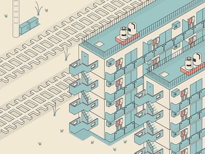 電車 （Densha / Train）Simple Loop Animation animation apartment blue design illustration isometric art isometric illustration isometry japan loop minimal modern simple train vector weed