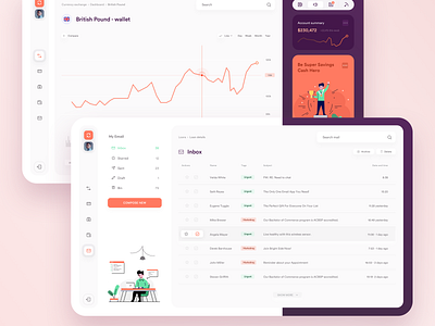 Currency exchanger_2 application cash chart dashboard exchange graph inbox money orange ux uxui